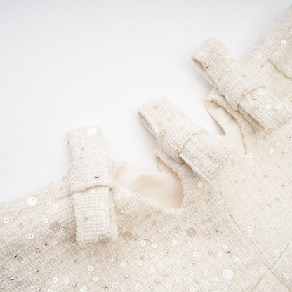 Baby Blue Tweed Mini Dress with Cut-Outs for Women - Nadia