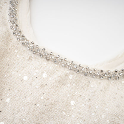 Baby Blue Tweed Mini Dress with Cut-Outs for Women - Nadia