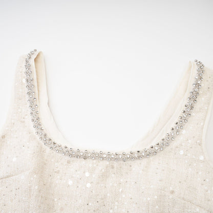 Baby Blue Tweed Mini Dress with Cut-Outs for Women - Nadia