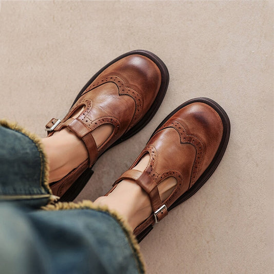 Women's Mary Jane Shoes with T-Strap | Wingtip