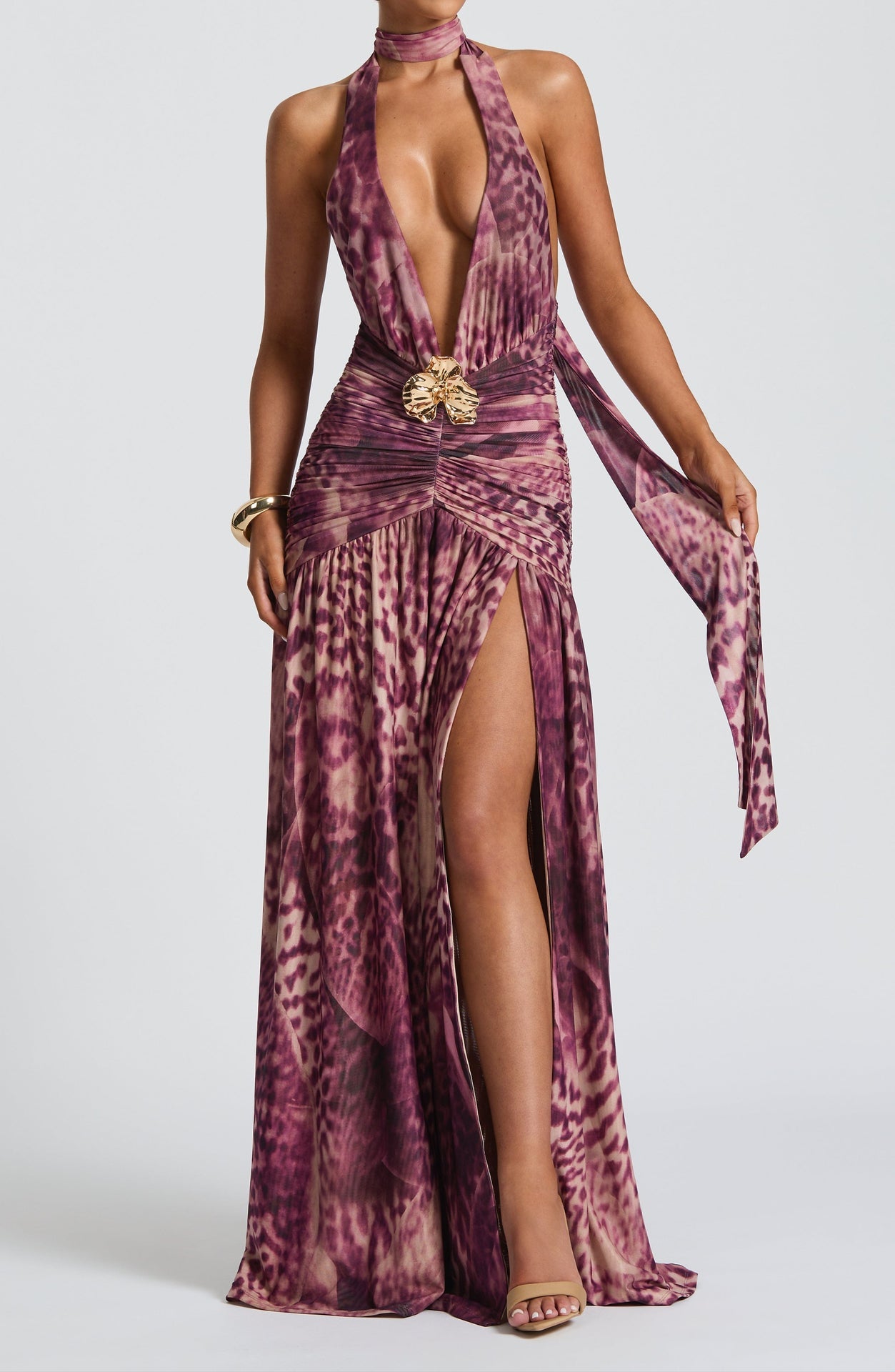 Rosa Maxi Dress - Magenta Orchid Print