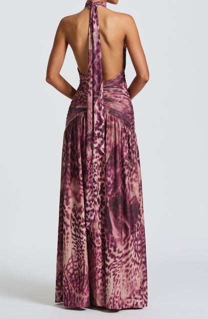 Rosa Maxi Dress - Magenta Orchid Print