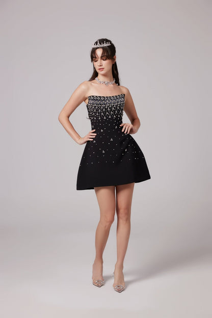 Strapless Dress with Pearl and Crystal Beading for Women - Livia