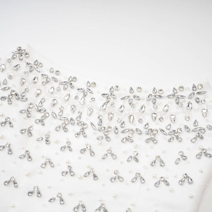 Strapless Dress with Pearl and Crystal Beading for Women - Livia