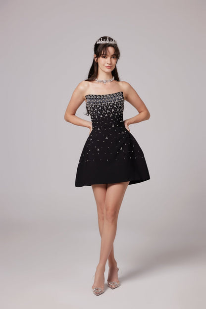 Strapless Dress with Pearl and Crystal Beading for Women - Livia