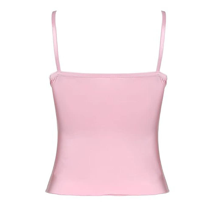 Pink Sweet Coquette Girl Bow Lace Cami Top