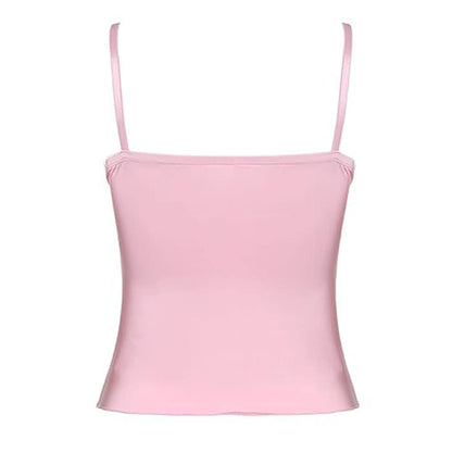 Pink Sweet Coquette Girl Bow Lace Cami Top