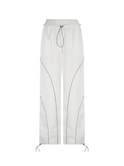 Pantalones de pierna recta con detalle de pinzas estilo hip hop en color blanco