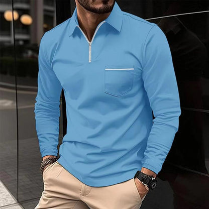Men's Long Sleeve Polo Shirt | Zipper