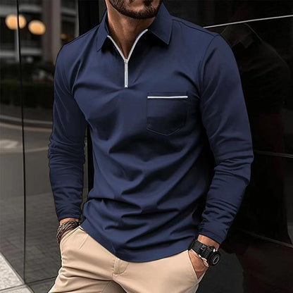Men's Long Sleeve Polo Shirt | Zipper