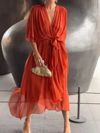 Party Soft V-Neck Dress | Elegant