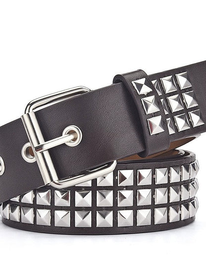 Hip Pop Metal Embellished Eyelet Buckle Belt