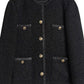 Vintage Schwarze Tweed Jacke mit Knopfleiste