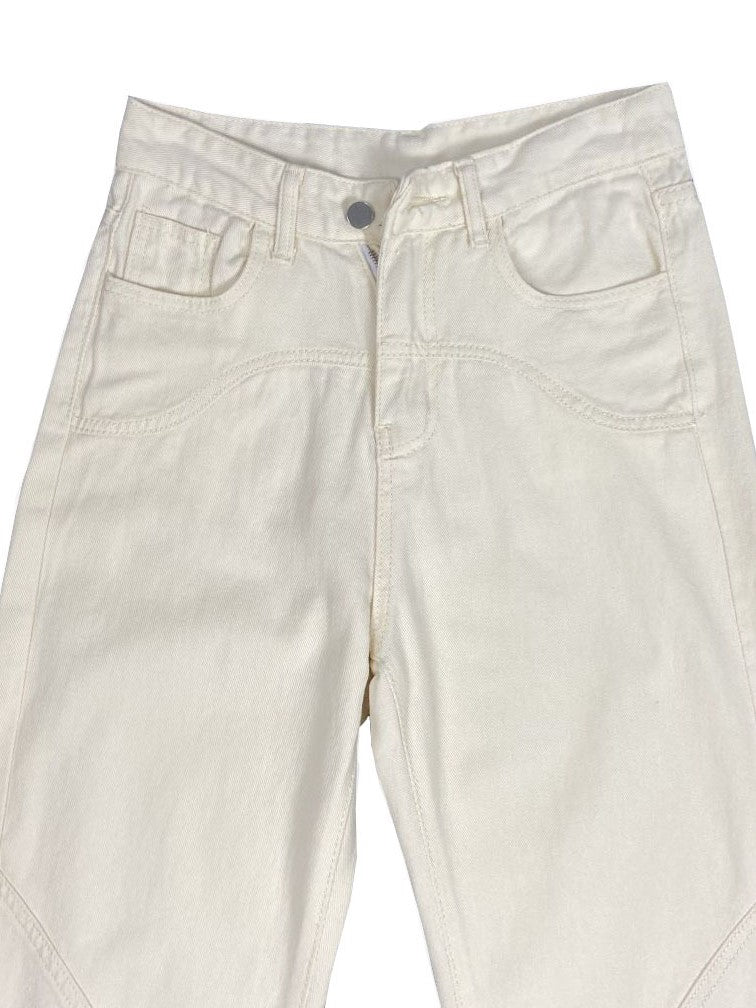 Vintage White Baggy Boyfriend Jeans with Splice