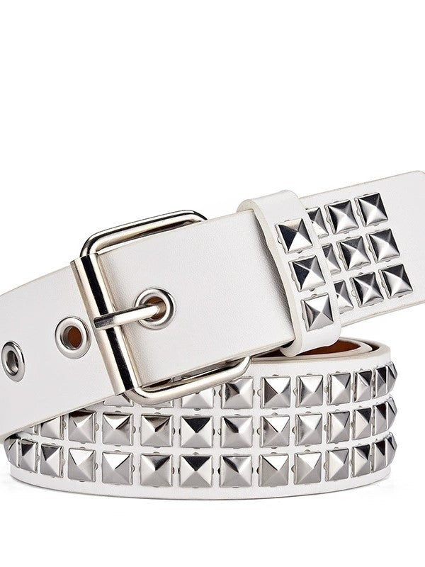 Hip Pop Metal Embellished Eyelet Buckle Belt