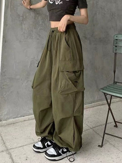 Vintage Y2K Drawstring Baggy Parachute Cargo Pants