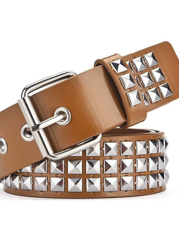 Hip Pop Metal Embellished Eyelet Buckle Belt