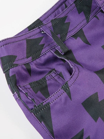 Top corto de manga corta con estampado de hip hop morado