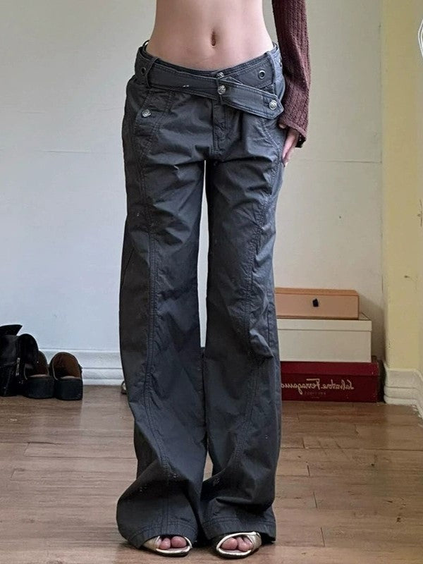 Grunge Split Waistband Design Cargo Pants