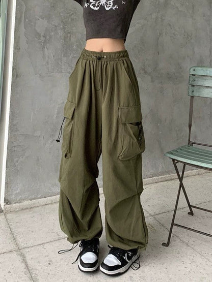 Vintage Y2K Drawstring Baggy Parachute Cargo Pants