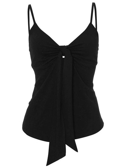 Black Sleeveless Bow Tie Cami Top