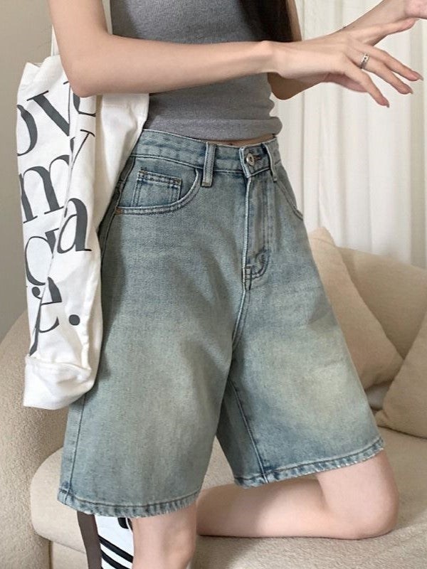 Vintage Distressed High Waist Boyfriend Shorts