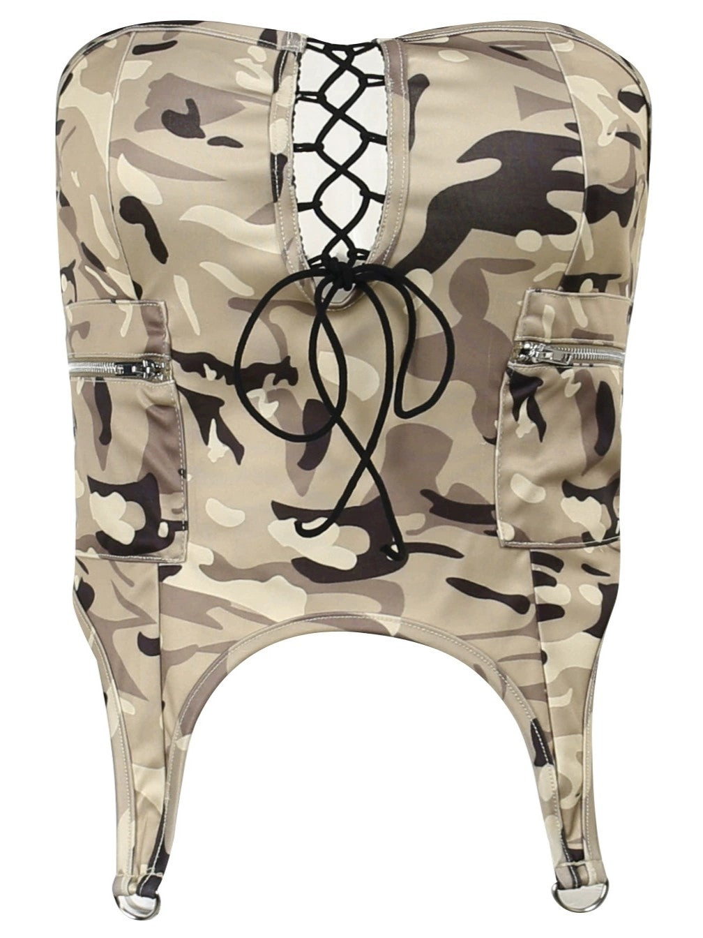 Top bandeau con estampado de camuflaje y lazo estilo hip hop