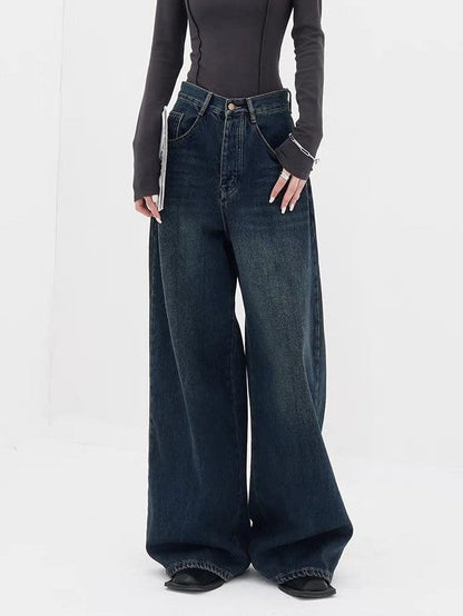 Dark Blue Vintage Baggy Boyfriend Jeans