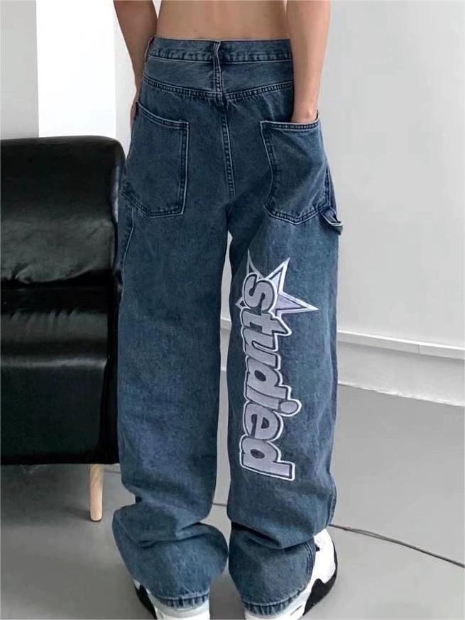 Hip Hop Jeans holgados de pierna recta con eslogan