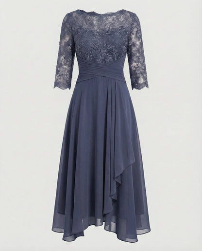 Women's Midi Evening Dress | 3/4 Sleeves
