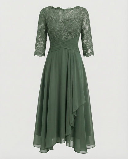 Women's Midi Evening Dress | 3/4 Sleeves