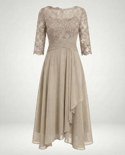 Women's Midi Evening Dress | 3/4 Sleeves