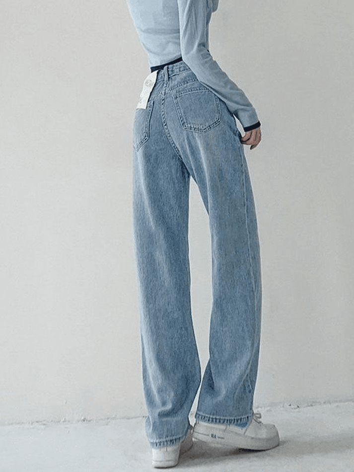 Blue Vintage Seam Detail Washed Boyfriend Jeans