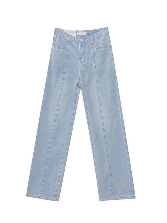 Blue Vintage Seam Detail Washed Boyfriend Jeans