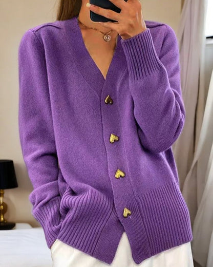 Women's Heart Button Cardigan | Knitting