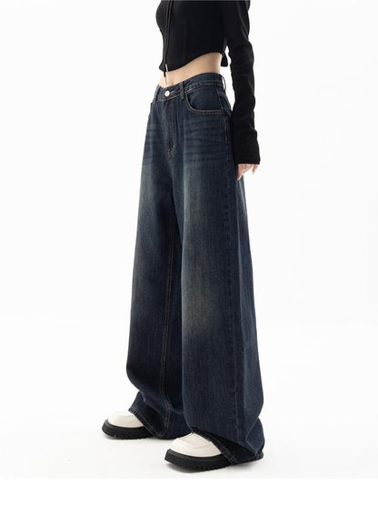 90s Vintage Washed Effect Baggy Boyfriend Jeans