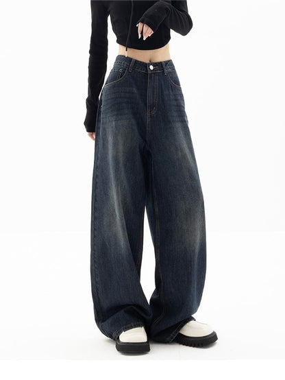 90s Vintage Washed Effect Baggy Boyfriend Jeans