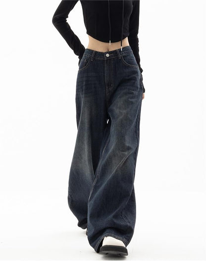 90s Vintage Washed Effect Baggy Boyfriend Jeans