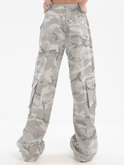 Vintage Grey Camo Baggy Cargo Jeans