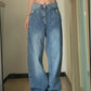 Pocket Design Blue Wash Boyfriend Jeans Blue wash pocket boyfriend jeans