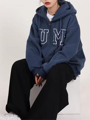 Retro Sport Oversized Hoodie with Slogan