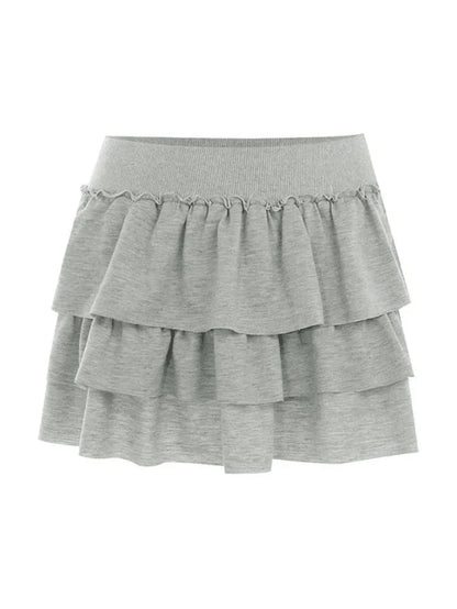 Grey Sweet Ultra Short Cake Mini Skirt