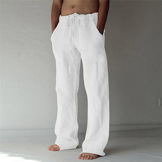 Men's Summer Long Linen Pants | with Drawstring