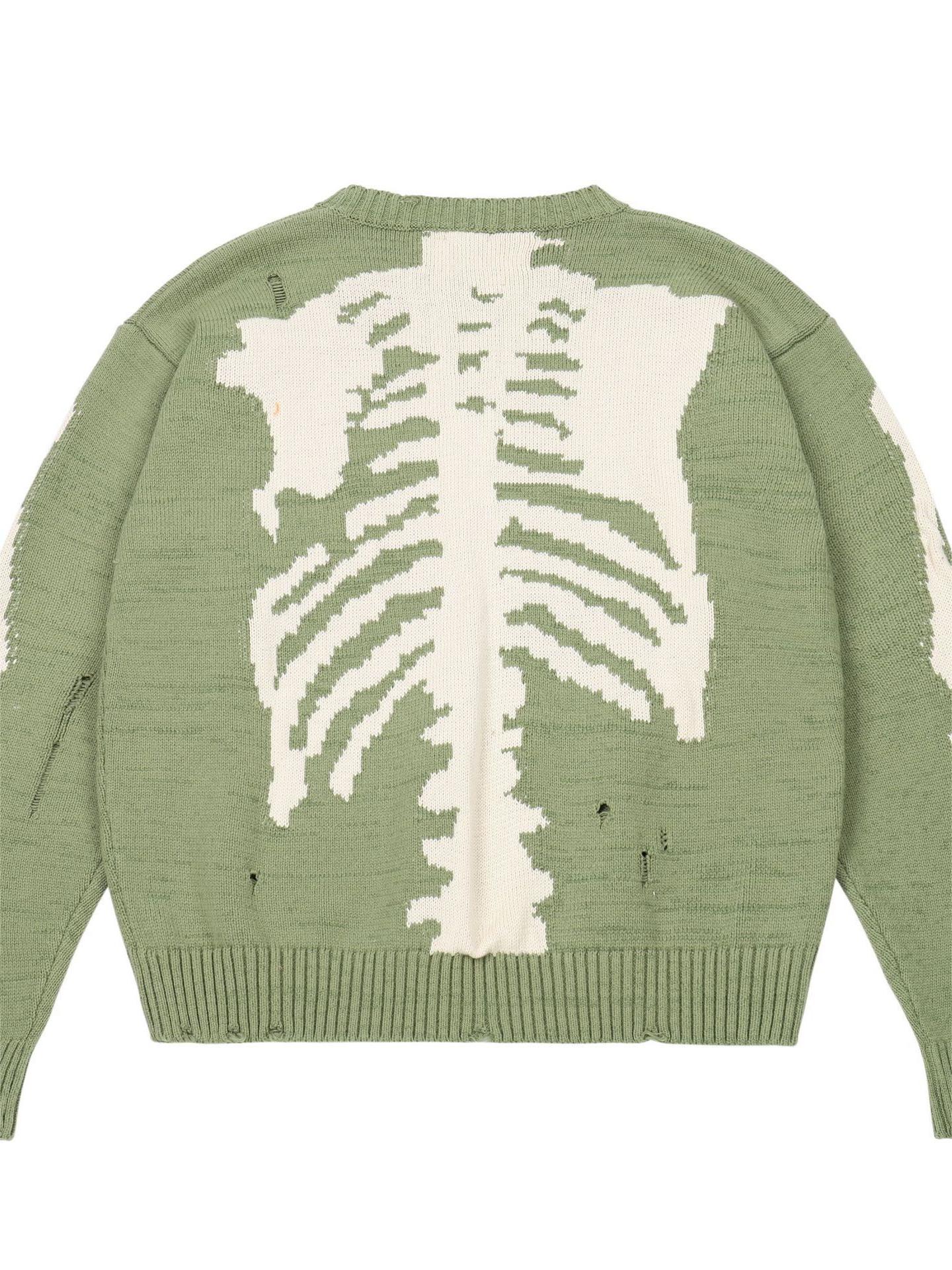 Green oversized skeleton knit jumper