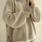 Vintage Einfarbiger Oversize Sweater mit Geschlitztem Saum