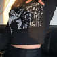 Cotton crop top with long sleeves and graphic