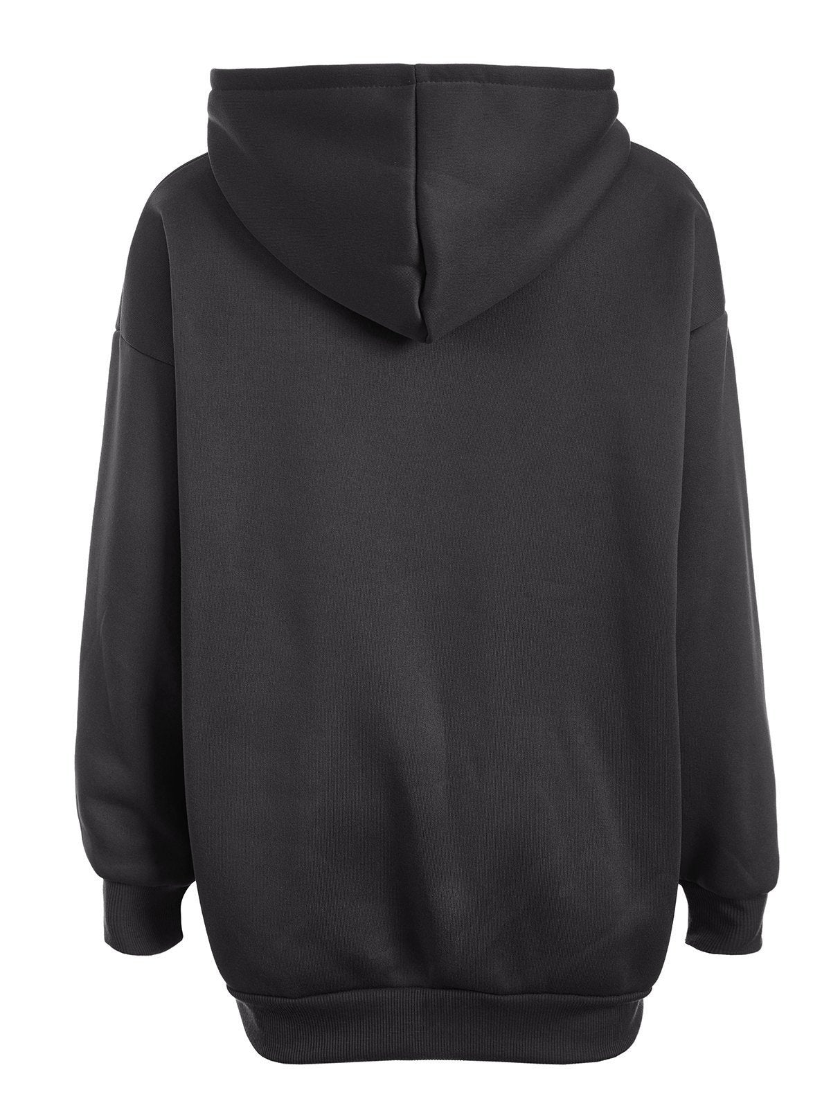 Black hoodie with zipper and angel motif