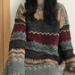 Vintage Oversize Jacquard Knit Jumper Sweater