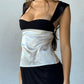 Patchwork satin tank top with back tie