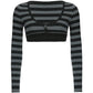 Super crop long sleeve striped knit top